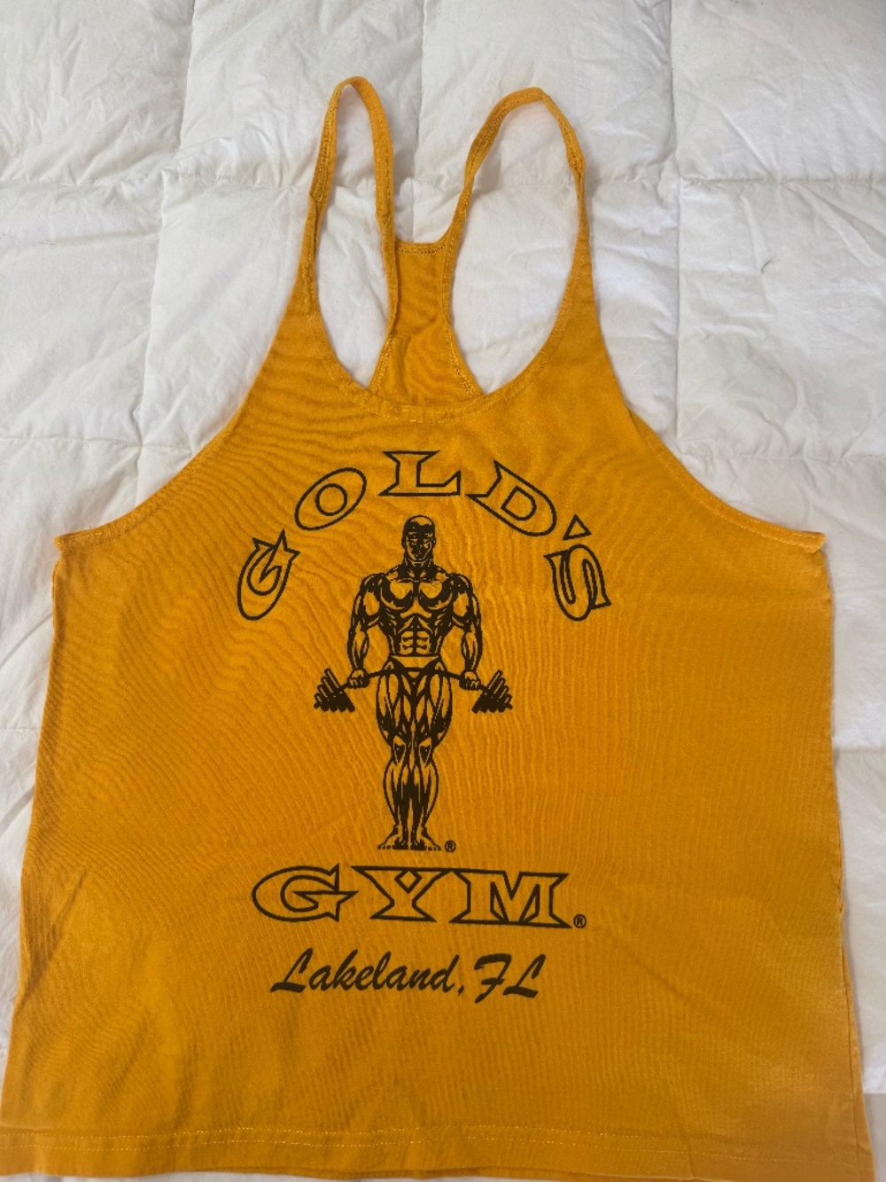 Golds Gym, Large, Gold Stringer Tank Top